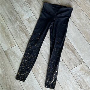 Lululemon Black and Gold Splatter Leggings